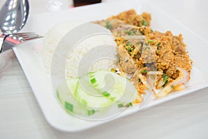 Chicken mix salad with rice, Thai food