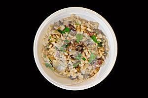 A chicken and mushroom risotto