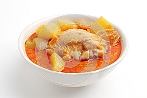 Chicken mussaman red curry white background