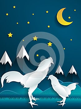 chicken with nighttime nature,zodiac photo