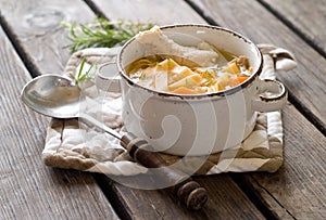 Chicken noodle soup photo