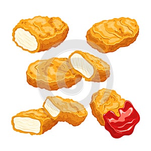 chicken nuggets fast food set cartoon vector illustration photo