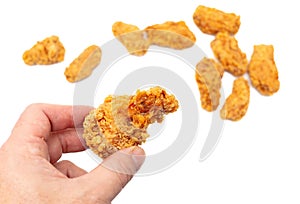 Chicken nuggets isolated white background