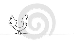Chicken one line continuous drawing. Chicken symbol. Farm bird continuous one line illustration. Vector minimalist photo