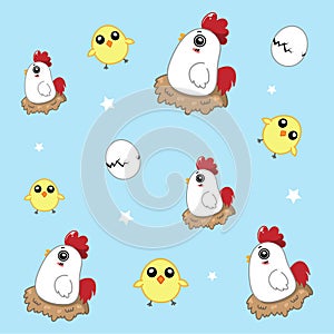 Chicken pattern cute in the sky