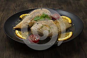 Chicken Piccata with Orange and Butter Sauce GoodTasty on Black Plate The Most Popular