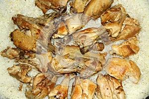 Chicken pieces on pilav, turkish cuisine - Image photo