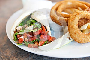 Chicken Pita with Onion Rings