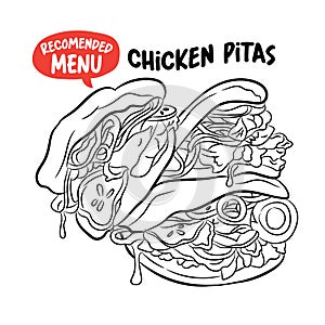 Chicken Pitas vector illustration design