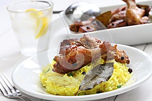 Chicken and pork adobo, filipino food photo
