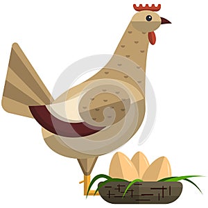 Chicken poultry bird icon, flat vector isolated illustration. Farm bird. Domestic fowls.