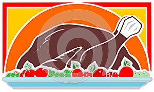 Chicken processed food dish vector illustration