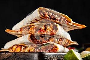 Chicken quesadillas with paprika and cheese