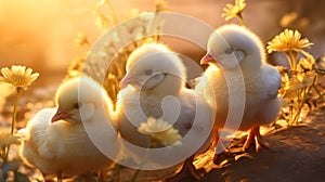 Chicken Quill Perched on a Green Bough