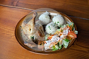 Chicken with rice and salad