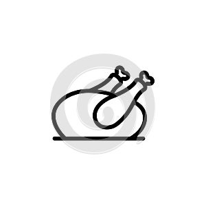 Chicken roasted line icon design vector template