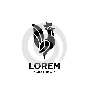 Chicken Rooster animal silhouette black logo icon design vector illustration