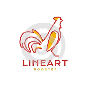 chicken rooster poultry with lines art style abstract minimal logo design vector icon