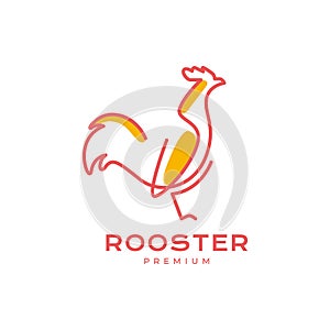 chicken rooster poultry with lines art style abstract minimal logo design vector icon