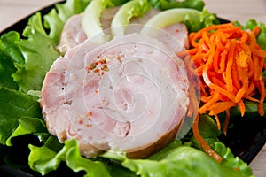 Chicken roulade on salad