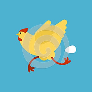 Chicken running isolated. Chicken run. vector illustration