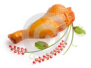 Chicken's ham decorated with pomegranate granule