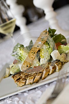 Chicken saled with hearts of romaine lettu