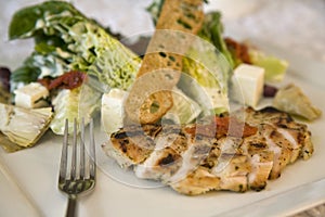 Chicken saled with hearts of romaine lettu
