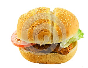 Chicken sandwich with tomato and lettuce