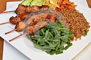 Chicken sate with fried rice