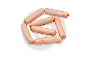 Chicken sausages on white background