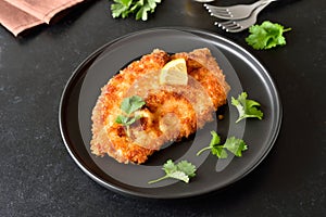 Chicken schnitzel on plate