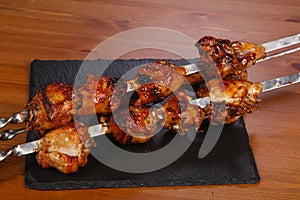 Chicken shashlik kebab on the sticks