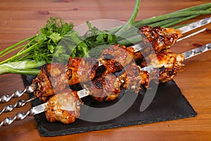 Chicken shashlik kebab on the sticks