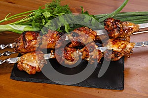 Chicken shashlik kebab on the sticks