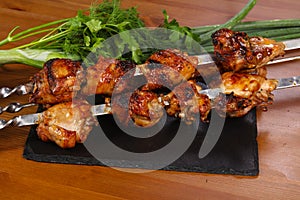 Chicken shashlik kebab on the sticks