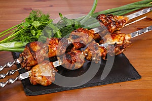 Chicken shashlik kebab on the sticks