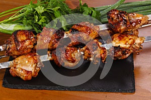 Chicken shashlik kebab on the sticks