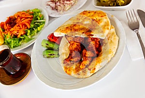 Chicken shish kebab - Turkish tavuk sis closeup