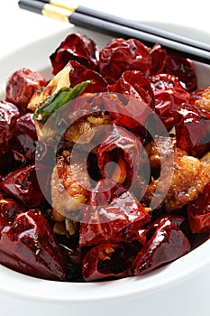 Chicken with sichuan chili peppers