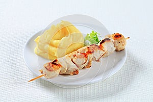 Chicken skewer and mashed potato