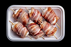 Chicken skewers with bacon Ai photo