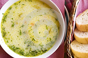 Chicken soup and bread