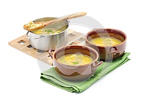 Chicken Soup Brown Bowls