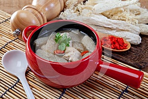 Chicken soup with Chinese herbs and bamboo