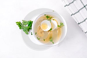 Chicken soup with eggs