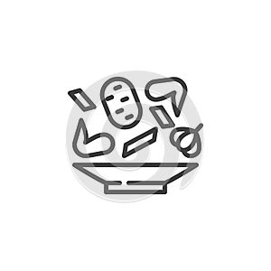 Chicken soup ingredients line icon