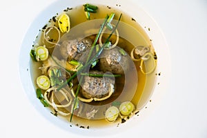 Chicken soup with liver dumplings