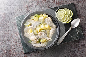 Chicken souse is a Bahamian soup consisting of clear broth where the meat and the vegetables are boiled down in the juice of fresh
