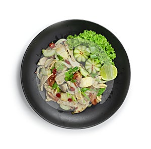 Chicken Spicy Salad with vegetables dish Thaicuisine Fusion Healthy Cleanfood and Dietfood